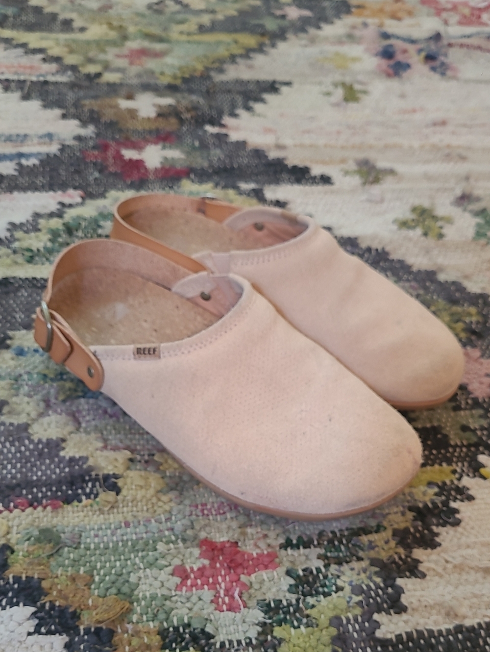 Reef Women's Suede Slip-On Clogs with Leather Heel Strap